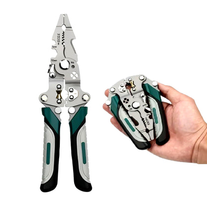 9-in-1 Foldable Multifunction Plier – High-Carbon Steel Wire Stripper, Cutter & Crimper